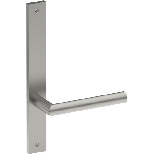 CETINA Door Handle on B02 INTERNAL Australian Standard Backplate, Visible Fixing (Half Set) in Satin Stainless