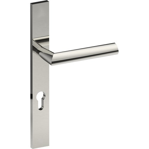 COMO Door Handle on B02 EXTERNAL European Standard Backplate with Cylinder Hole, Concealed Fixing (Half Set) 85mm CTC in Polished Stainless