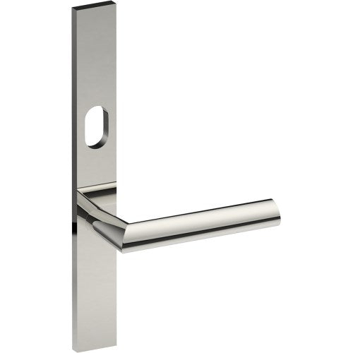 COMO Door Handle on B02 EXTERNAL Australian Standard Backplate with Cylinder Hole, Concealed Fixing (Half Set) 64mm CTC in Polished Stainless