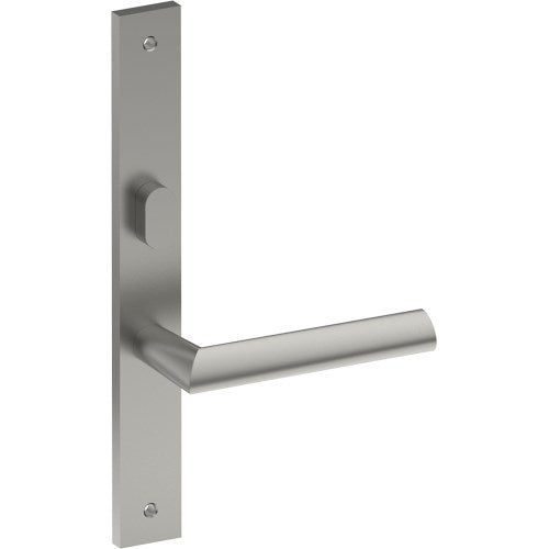 COMO Door Handle on B02 INTERNAL Australian Standard Backplate with Privacy Turn, Visible Fixing (Half Set) 64mm CTC in Satin Stainless