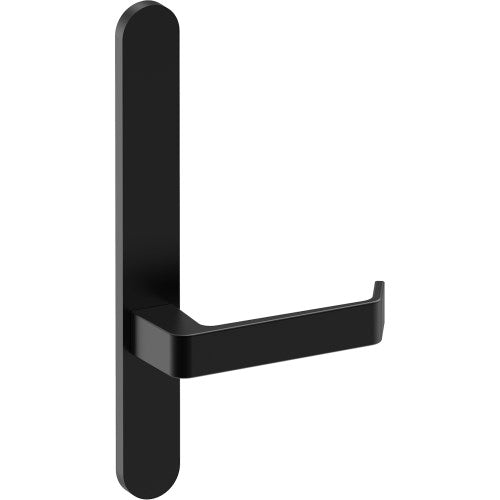 DIJON Door Handle on B01 EXTERNAL Australian Standard Backplate, Concealed Fixing (Half Set)  in Black Teflon