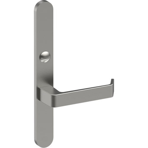 DIJON Door Handle on B01 EXTERNAL Australian Standard Backplate with Emergency Release, Concealed Fixing (Half Set) 64mm CTC in Satin Stainless