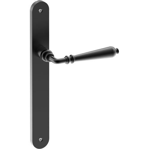 ELEGANTE Door Handle on B01 INTERNAL European Standard Backplate, Visible Fixing (Half Set) in Black Teflon