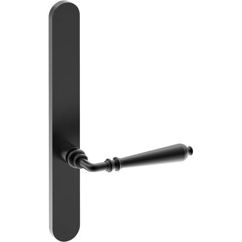 ELEGANTE Door Handle on B01 EXTERNAL Australian Standard Backplate, Concealed Fixing (Half Set) in Black Teflon