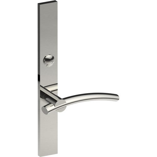 LAGUNA Door Handle on B02 EXTERNAL Australian Standard Backplate with Emergency Release, Concealed Fixing (Half Set) 64mm CTC in Polished Stainless