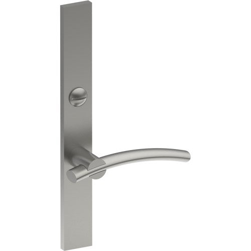 LAGUNA Door Handle on B02 EXTERNAL Australian Standard Backplate with Emergency Release, Concealed Fixing (Half Set) 64mm CTC in Satin Stainless