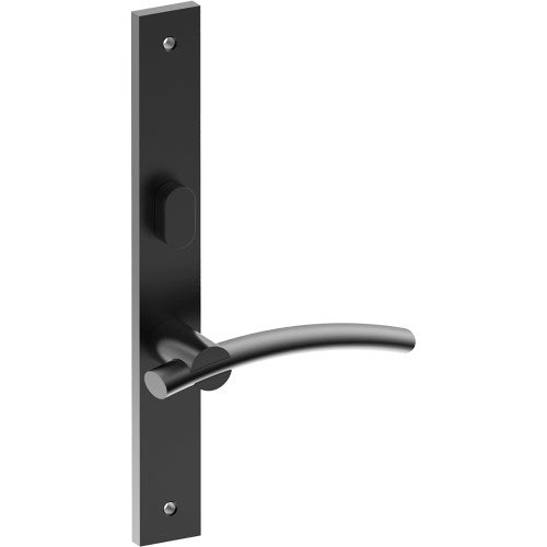 LAGUNA Door Handle on B02 INTERNAL Australian Standard Backplate with Privacy Turn, Visible Fixing (Half Set) 64mm CTC in Black Teflon