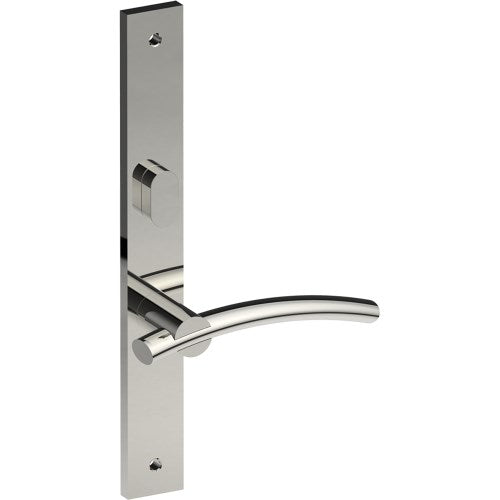 LAGUNA Door Handle on B02 INTERNAL Australian Standard Backplate with Privacy Turn, Visible Fixing (Half Set) 64mm CTC in Polished Stainless