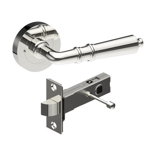 Latina door handle by Style Finish Doorware with a sleek, modern design, shown on the left-hand side in a polished finish.