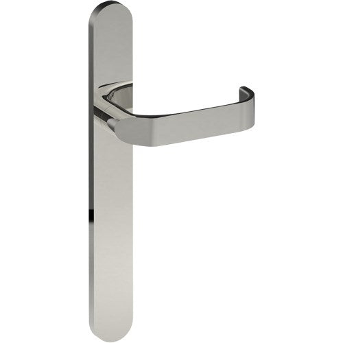 MOSS Door Handle on B01 EXTERNAL European Standard Backplate, Concealed Fixing (Half Set) in Polished Stainless