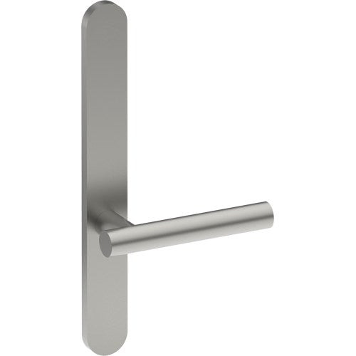 RIENZA Door Handle on B01 EXTERNAL Australian Standard Backplate, Concealed Fixing (Half Set) in Satin Stainless