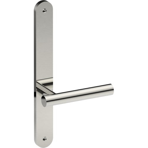 RIENZA Door Handle on B01 INTERNAL Australian Standard Backplate, Visible Fixing (Half Set) in Polished Stainless