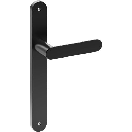 ROUBAIX Door Handle on B01 INTERNAL European Standard Backplate, Visible Fixing (Half Set) in Black Teflon