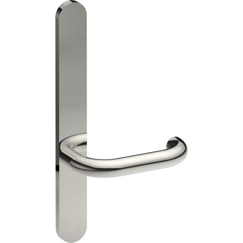 SAFETY Door Handle on B01 EXTERNAL Australian Standard Backplate, Concealed Fixing (Half Set)  in Polished Stainless