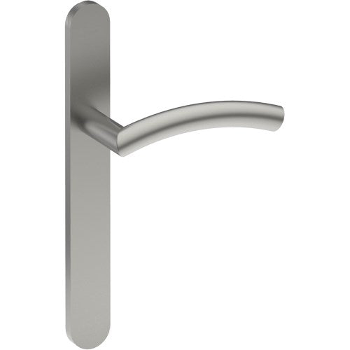 TRIESTE Door Handle on B01 EXTERNAL European Standard Backplate, Concealed Fixing (Half Set) in Satin Stainless