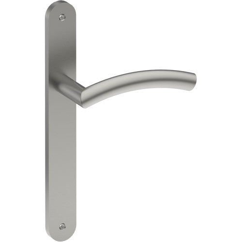 TRIESTE Door Handle on B01 INTERNAL European Standard Backplate, Visible Fixing (Half Set) in Satin Stainless