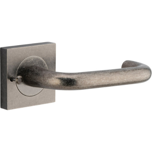 Door Lever Oslo Square Rose Pair Distressed Nickel H52xW52xP57mm

(Latch/Lock Sold Separately) in Distressed Nickel