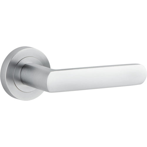 Door Lever Osaka Round Rose Brushed Chrome D52xP55mm

(Latch/Lock Sold Separately) in Brushed Chrome