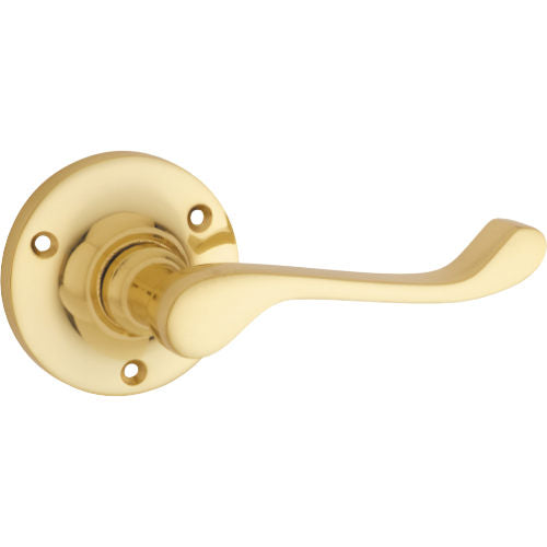 Door Lever Victorian Round Rose Pair Unlacquered Polished Brass D63xP58mm

(Latch/Lock Sold Separately) in Polished Brass