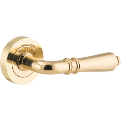 Door Lever Sarlat Round Rose Pair Polished Brass D52xP58mm

(Latch/Lock Sold Separately) in Polished Brass