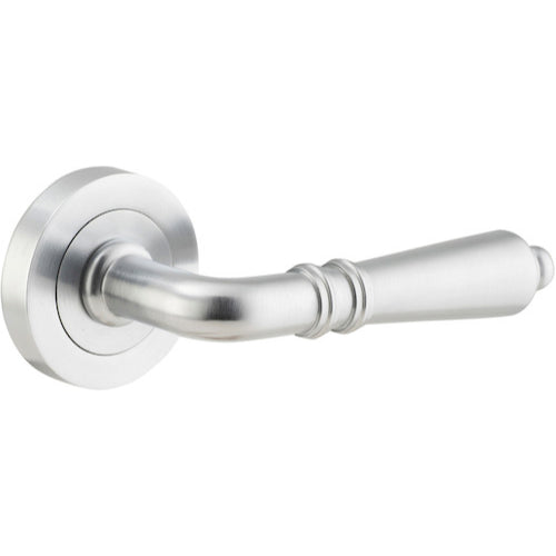Door Lever Sarlat Round Rose Pair Brushed Chrome D52xP58mm

(Latch/Lock Sold Separately) in Brushed Chrome