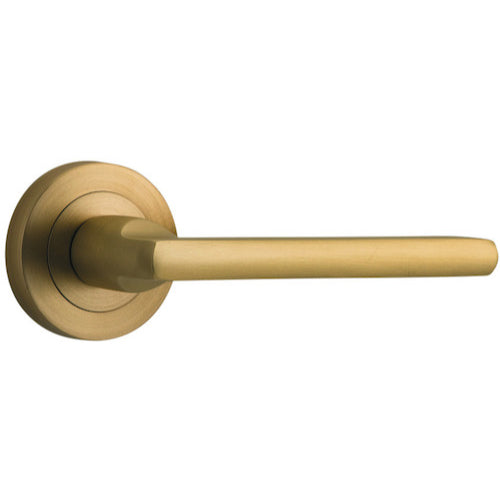 Door Lever Baltimore Round Rose Pair Brushed Brass D52xP58mm

(Latch/Lock Sold Separately) in Brushed Brass