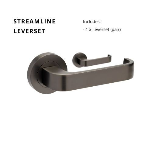 Streamline Round Rose Leverset in Graphite Nickel