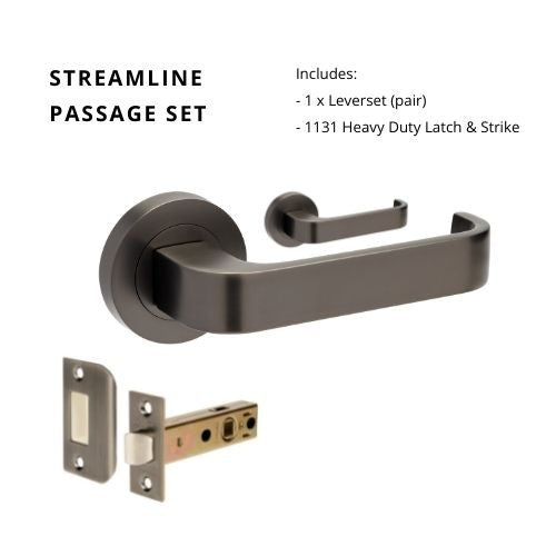 Streamline Passage Set, Includes 1131 Latch in Graphite Nickel