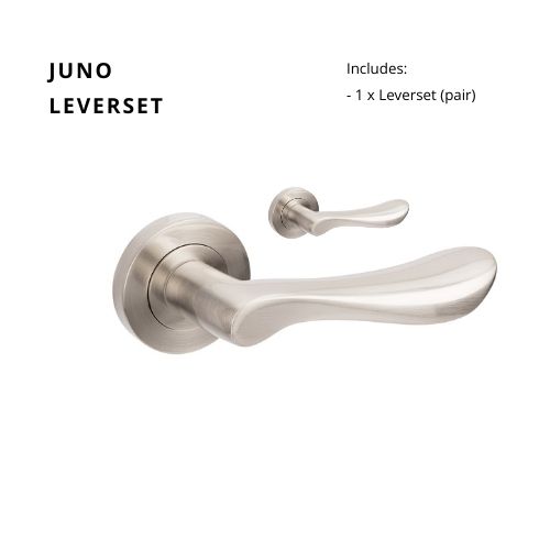Juno Round Rose Leverset in Brushed Nickel