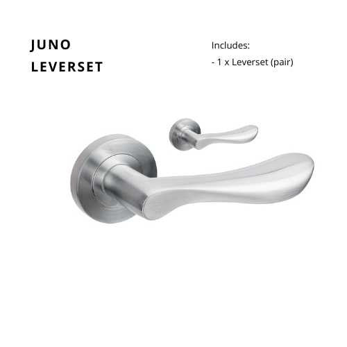 Juno Round Rose Leverset in Satin Chrome