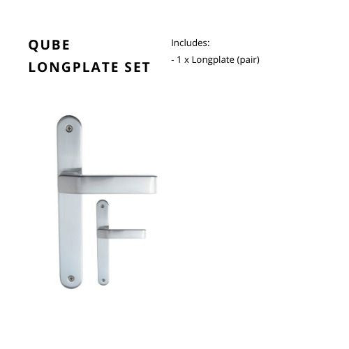 Qube Lever on Longplate (235x32mm) in Satin Chrome