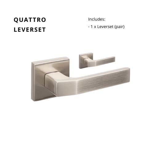 Quattro Square Rose Leverset in Brushed Nickel