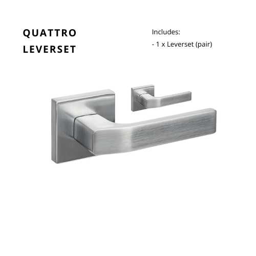 Quattro Square Rose Leverset in Satin Chrome