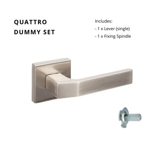 Quattro Dummy Lever, Left Hand in Brushed Nickel