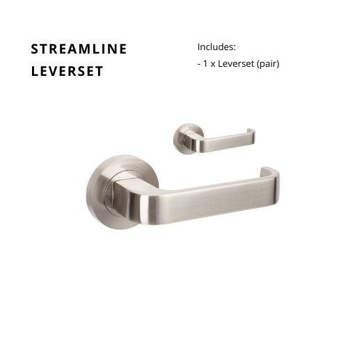 Streamline Round Rose Leverset in Brushed Nickel