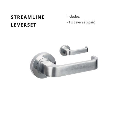 Streamline Round Rose Leverset in Satin Chrome