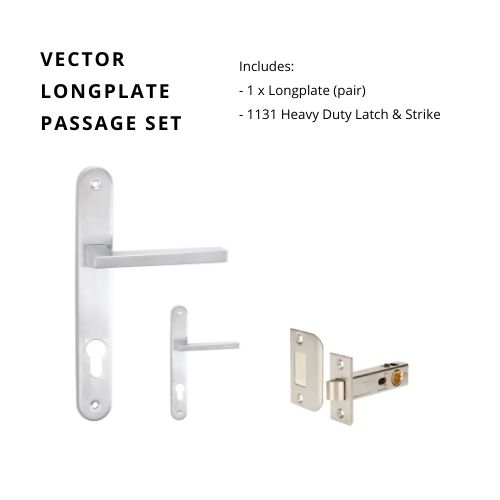 Vector Longplate Passage Set, Includes 1131 Latch in Brushed Nickel