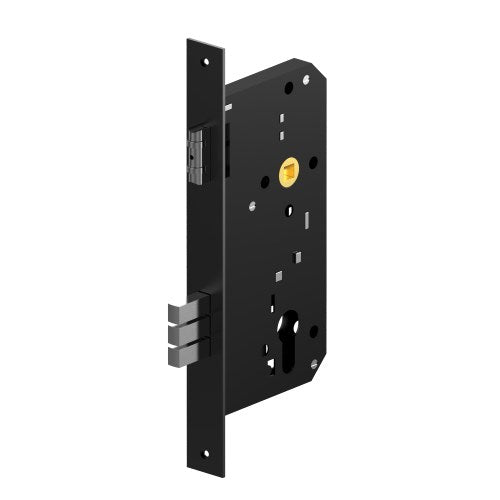 Euro Combination Roller Catch and Dead Lock with Privacy Function - 60mm Backset (Inc Reducing Spindle) in Black