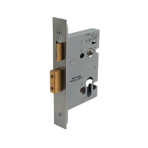 Mortice Lock, Euro profile, 78mm case (57mm Backset) in Satin Stainless