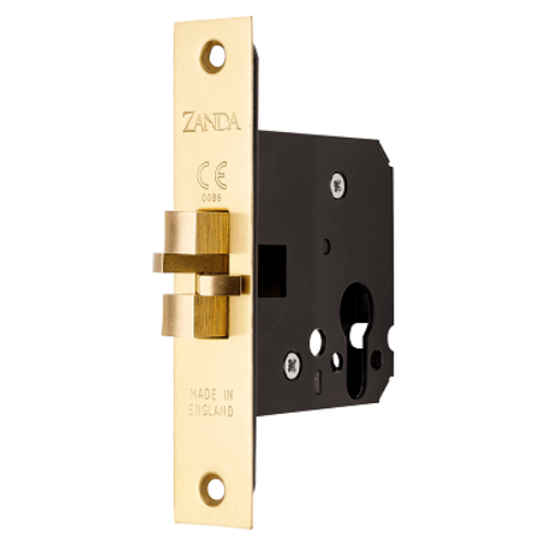 Sliding Door Mortice Lock - Claw Type in Satin Brass