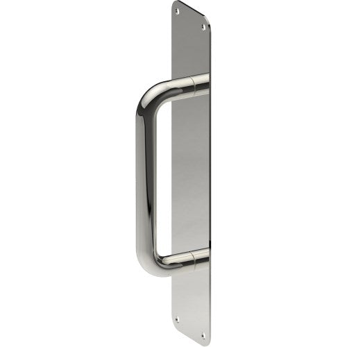 Pull Handle on Plate, Visible Fix (300mm x 75mm x 2mm). Pull Handle (150 x 16mm) in Polished Stainless