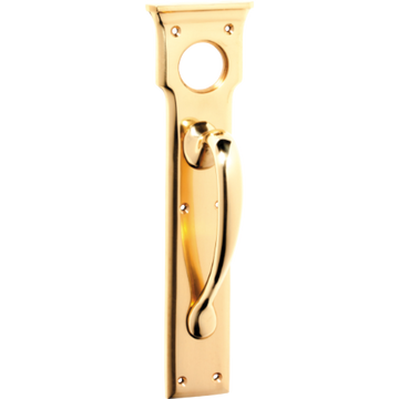 Pull Handle Cylinder Hole Polished Brass H255xW70xP57mm in Polished Brass