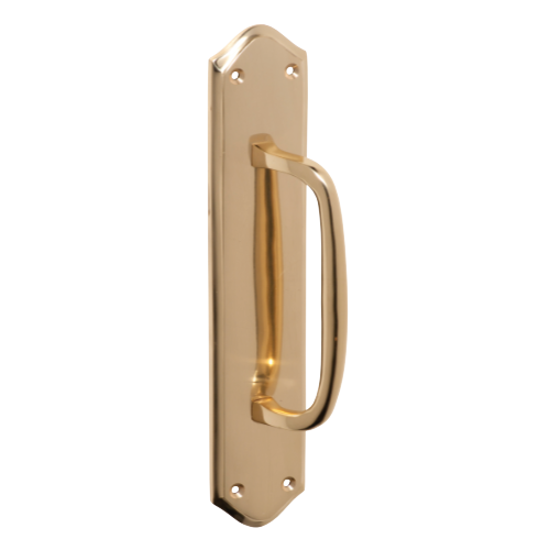 Pull Handle Offset Backplate Polished Brass H250xW50xP50mm in Polished Brass