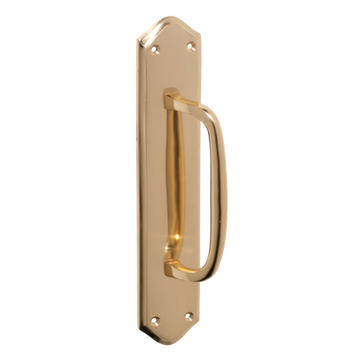 Pull Handle Offset Backplate Polished Brass H250xW50xP50mm in Polished Brass