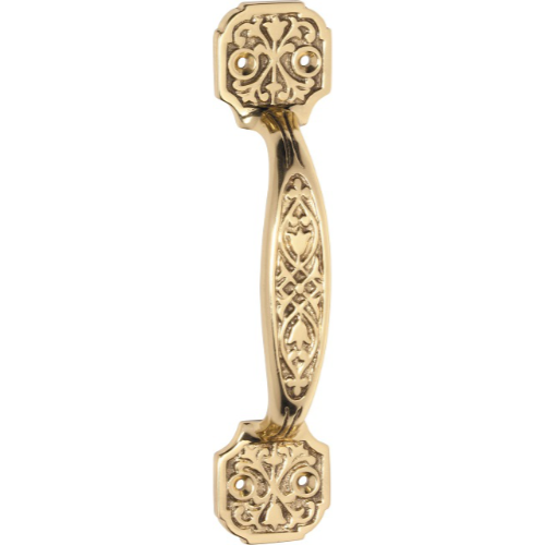 Pull Handle Ornate Polished Brass H170xW38xP32mm in Polished Brass
