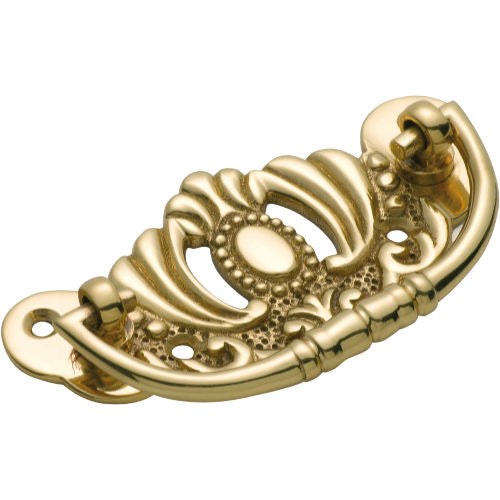 Cabinet Pull Handle Victorian Small Polished Brass H42xW83mm in Polished Brass