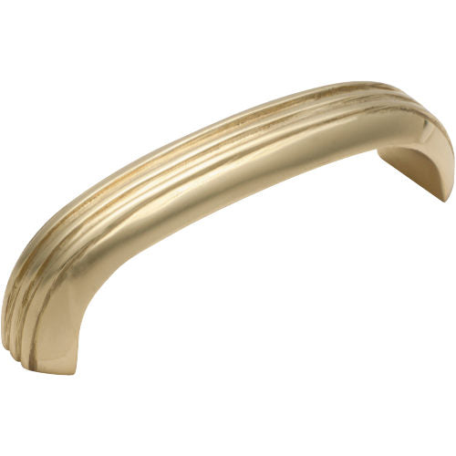 Cabinet Pull Handle Deco Curved Small Polished Brass L85xW20xP27mm in Polished Brass