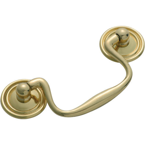 Cabinet Pull Handle Swan Neck Polished Brass CTC80mm in Polished Brass