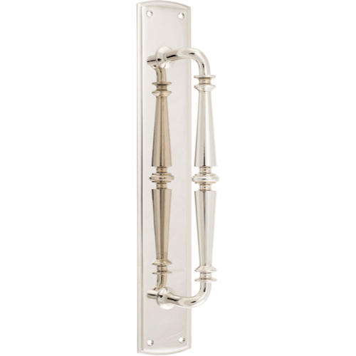 Pull Handle Sarlat Backplate Polished Nickel H380xW65xP72mm in Polished Nickel