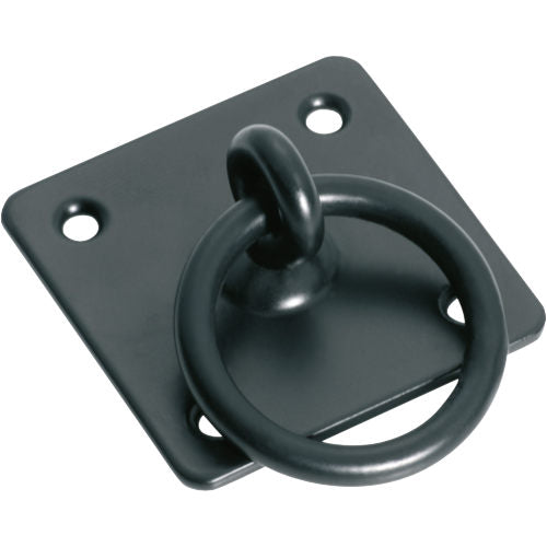 Cabinet Pull Handle Iron Square Ring Pull Matt Black Backplate H50xW50mm in Matt Black